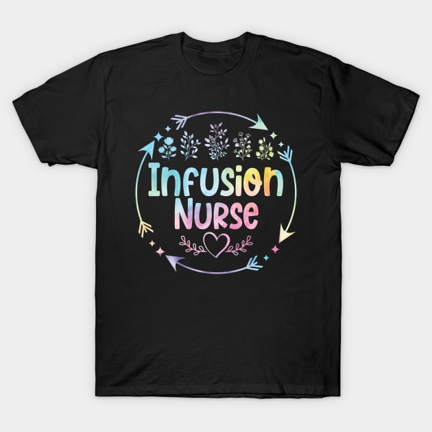 Infusion Nurse cute floral watercolor T-Shirt by ARTBYHM